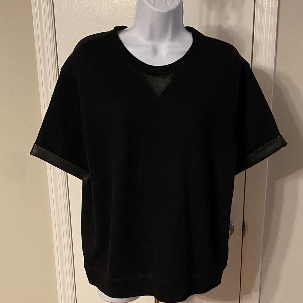 Vince Leather Trim Sweatshirt
